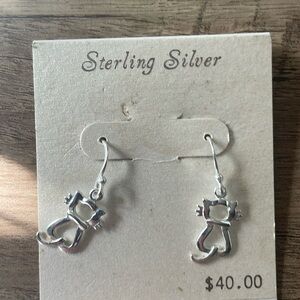 Sterling silver cat earrings